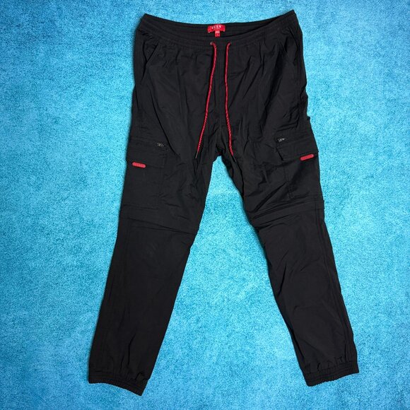 GUESS Men’s Cargo Joggers Size Large Black 36x28 Ankle Fit